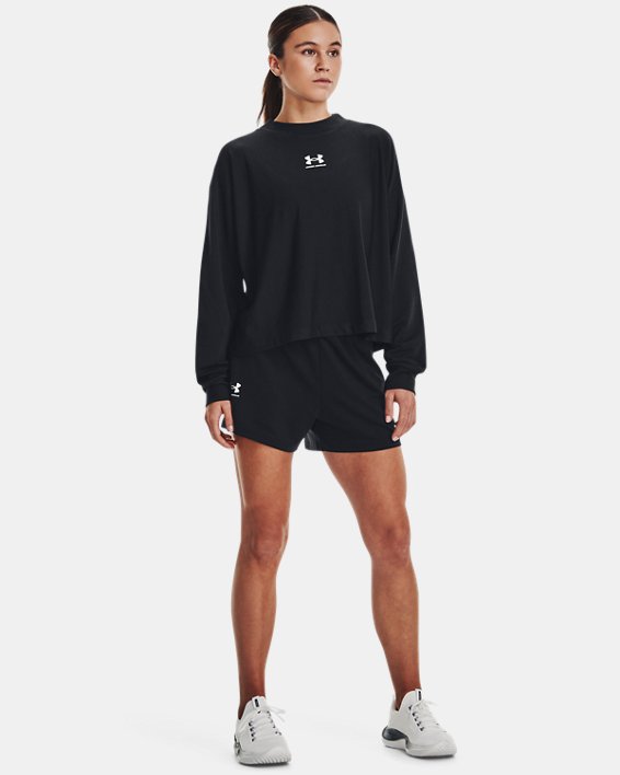 Women's UA Rival Terry Oversized Crew in Black image number 2